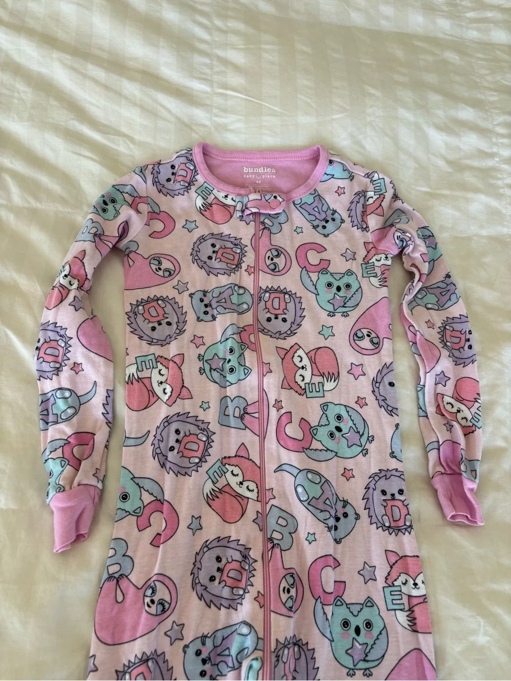 Bundles Baby Place Girls 4T Footed Zip Sleeper One Piece Long Sleeve Pajamas